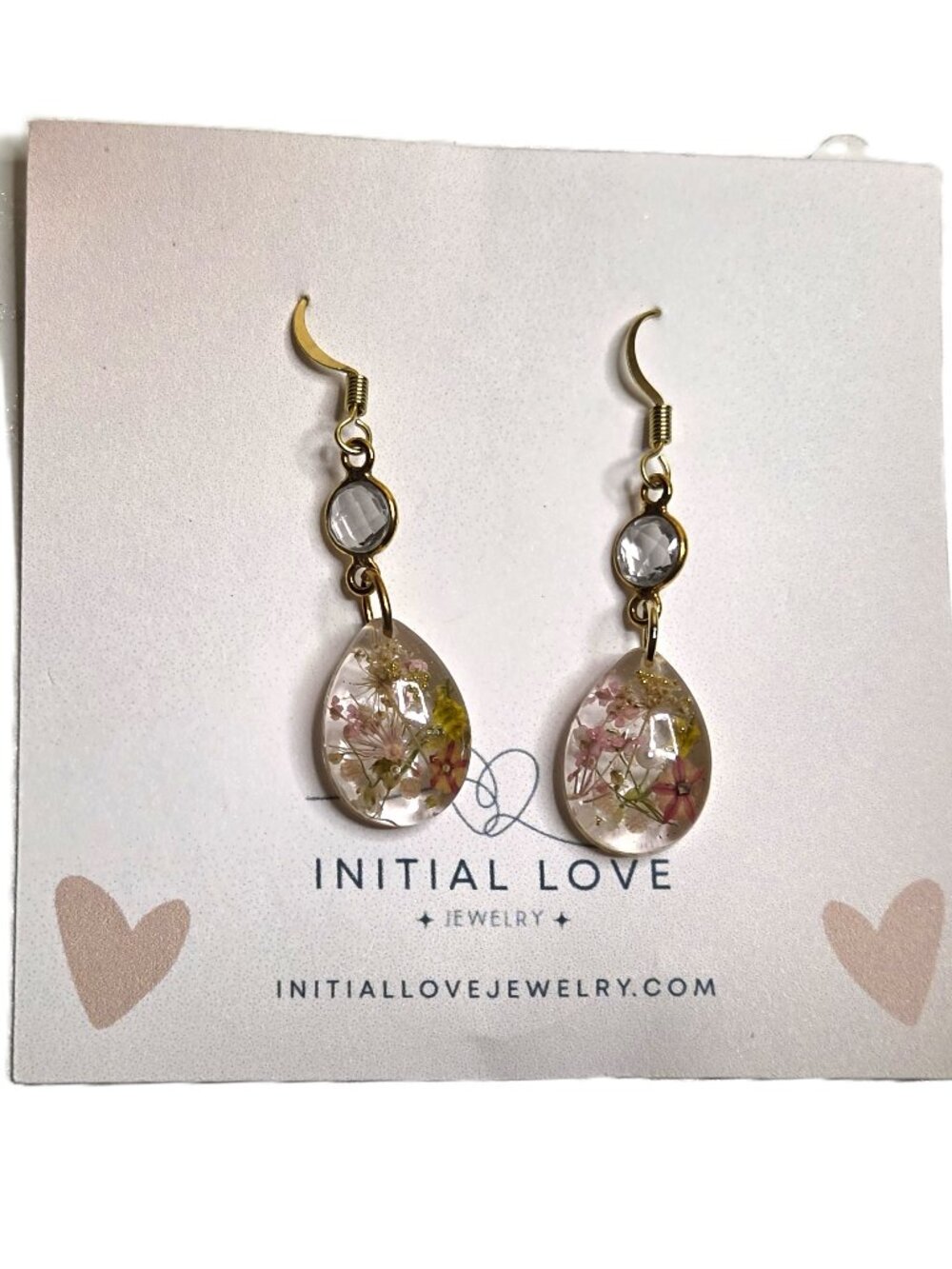 New Initial Love Cream Tan Flower Floral Drop Dangle Boho Earrings